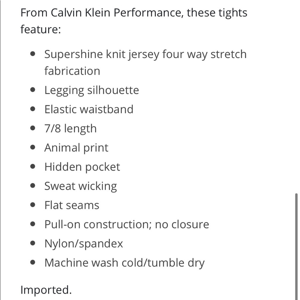 Nwot Ck Leopard Print Performance 7/8 Tights - image 6